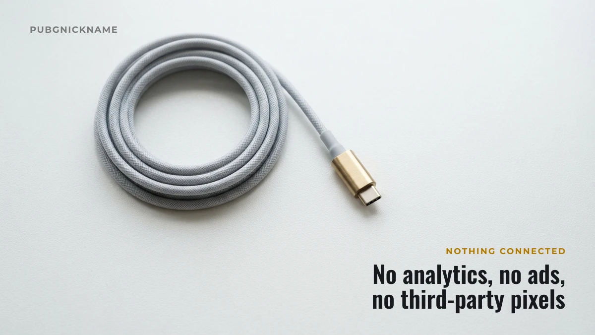 PUBGNickname uses no analytics, advertising or third-party pixels