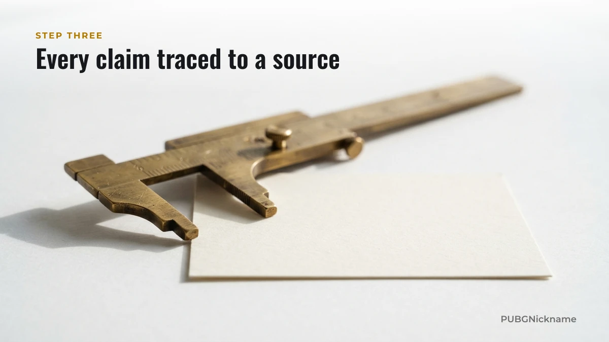 Every claim PUBGNickname publishes is traced back to a primary source