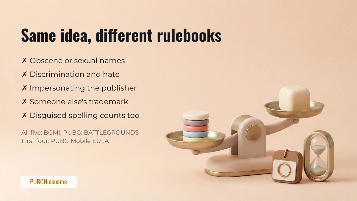 Inappropriate nickname categories banned by BGMI, PUBG: BATTLEGROUNDS and the PUBG Mobile EULA