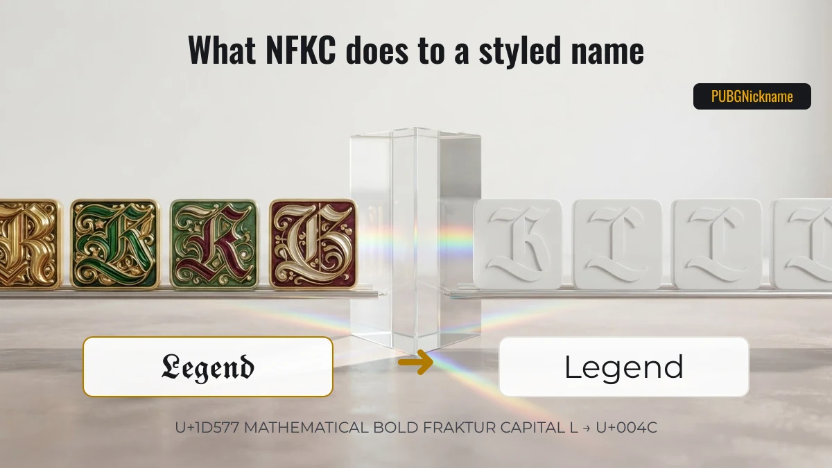 NFKC turns a PUBG nickname font such as Bold Fraktur back into plain Legend