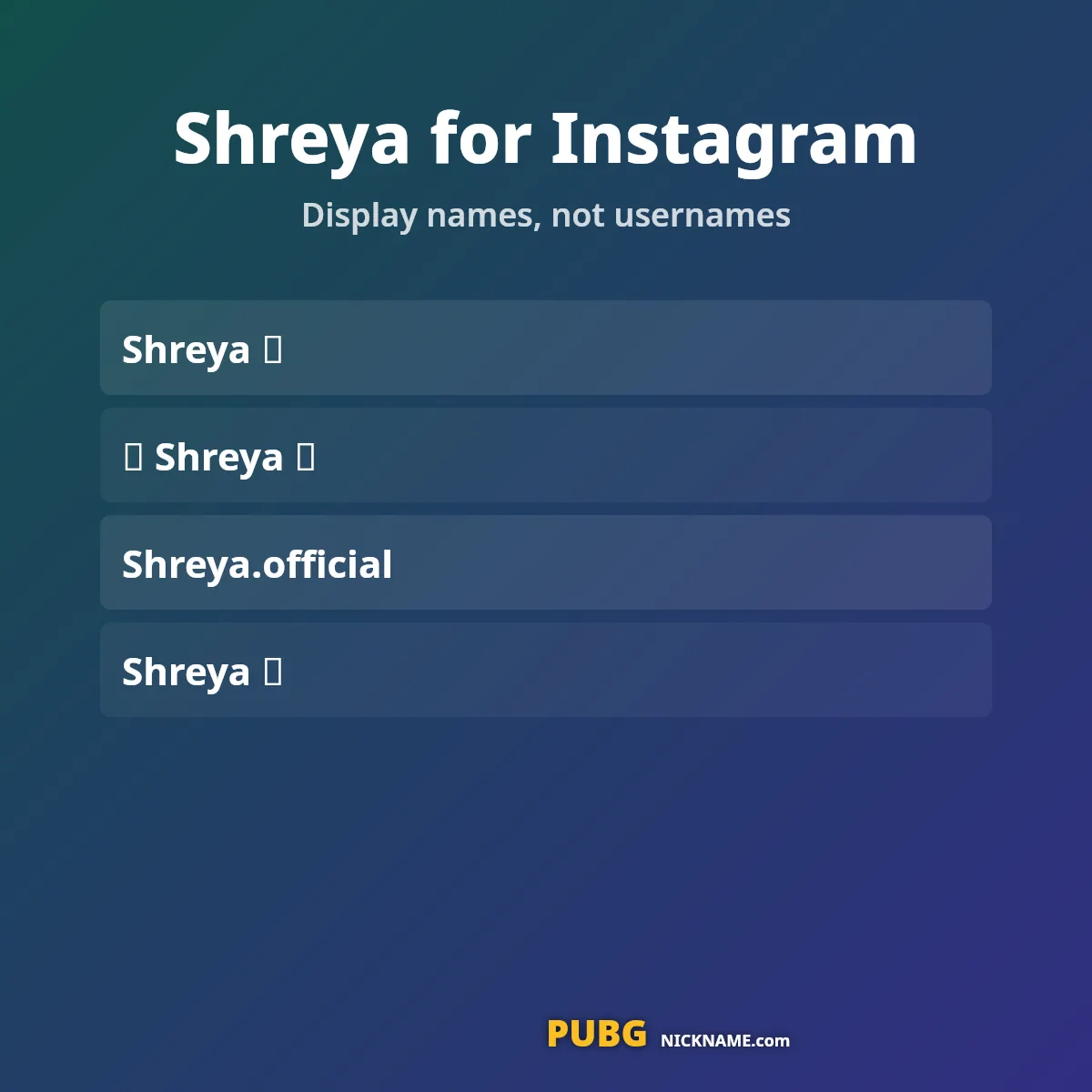 Shreya name style for Instagram display names
