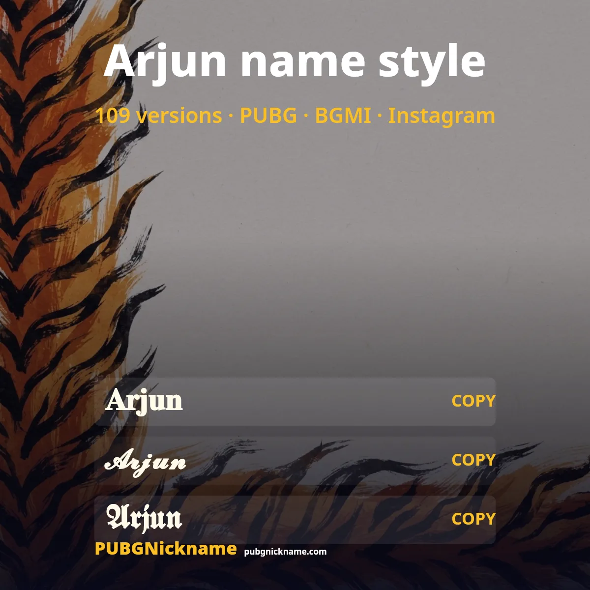 Arjun Name Style — Stylish Arjun Names for PUBG and BGMI
