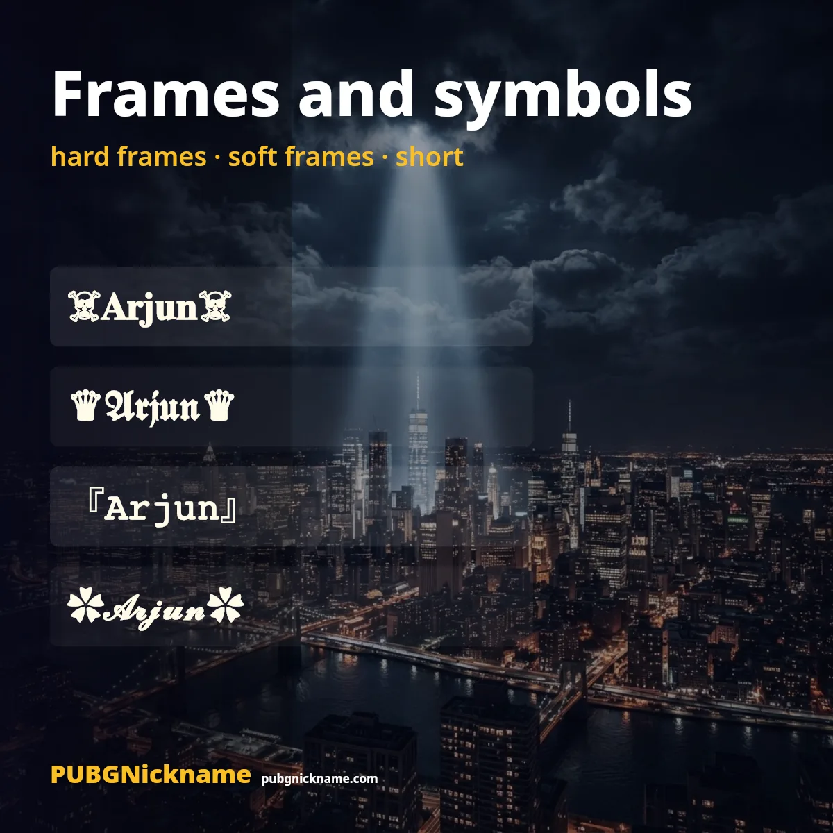 Arjun name with hard and soft symbol frames