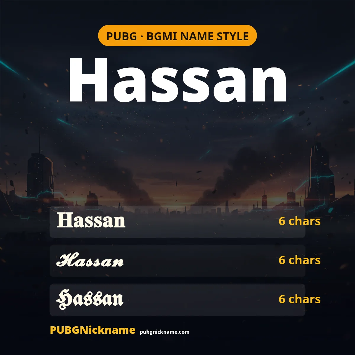 Hassan Name Style — Stylish Hassan Names for PUBG and BGMI