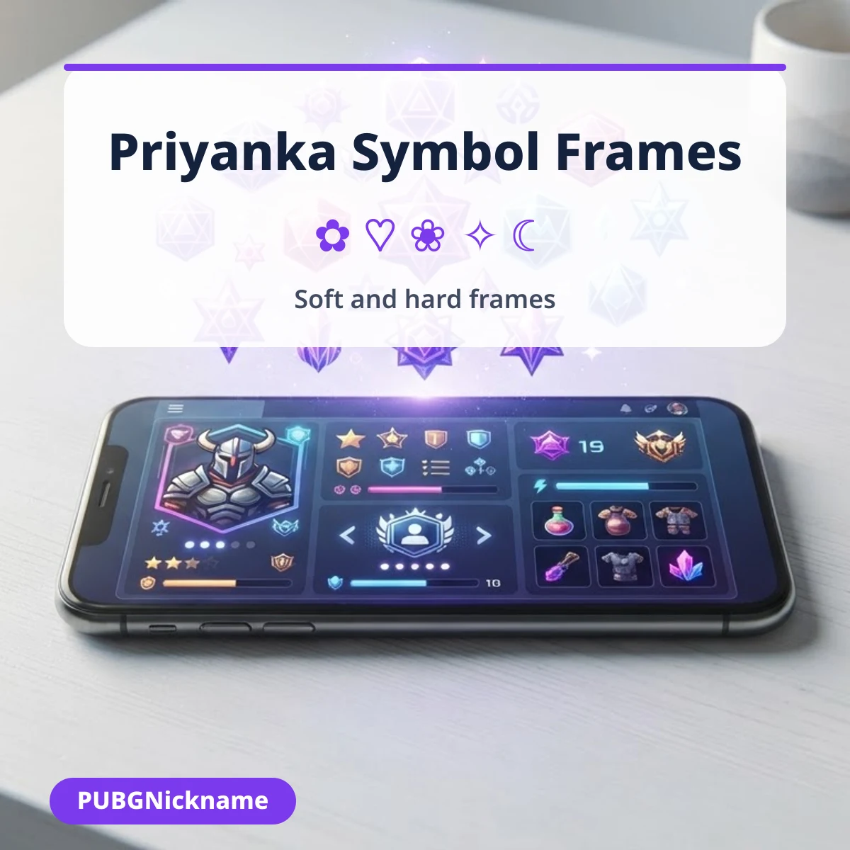 Priyanka stylish name with soft and hard symbol frames