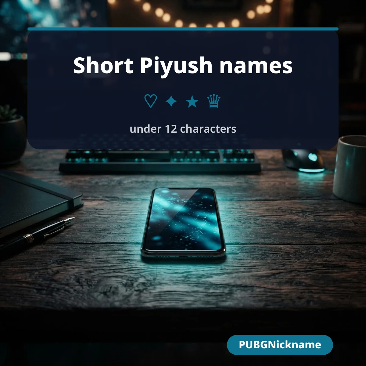 Short Piyush names under 12 characters on a phone